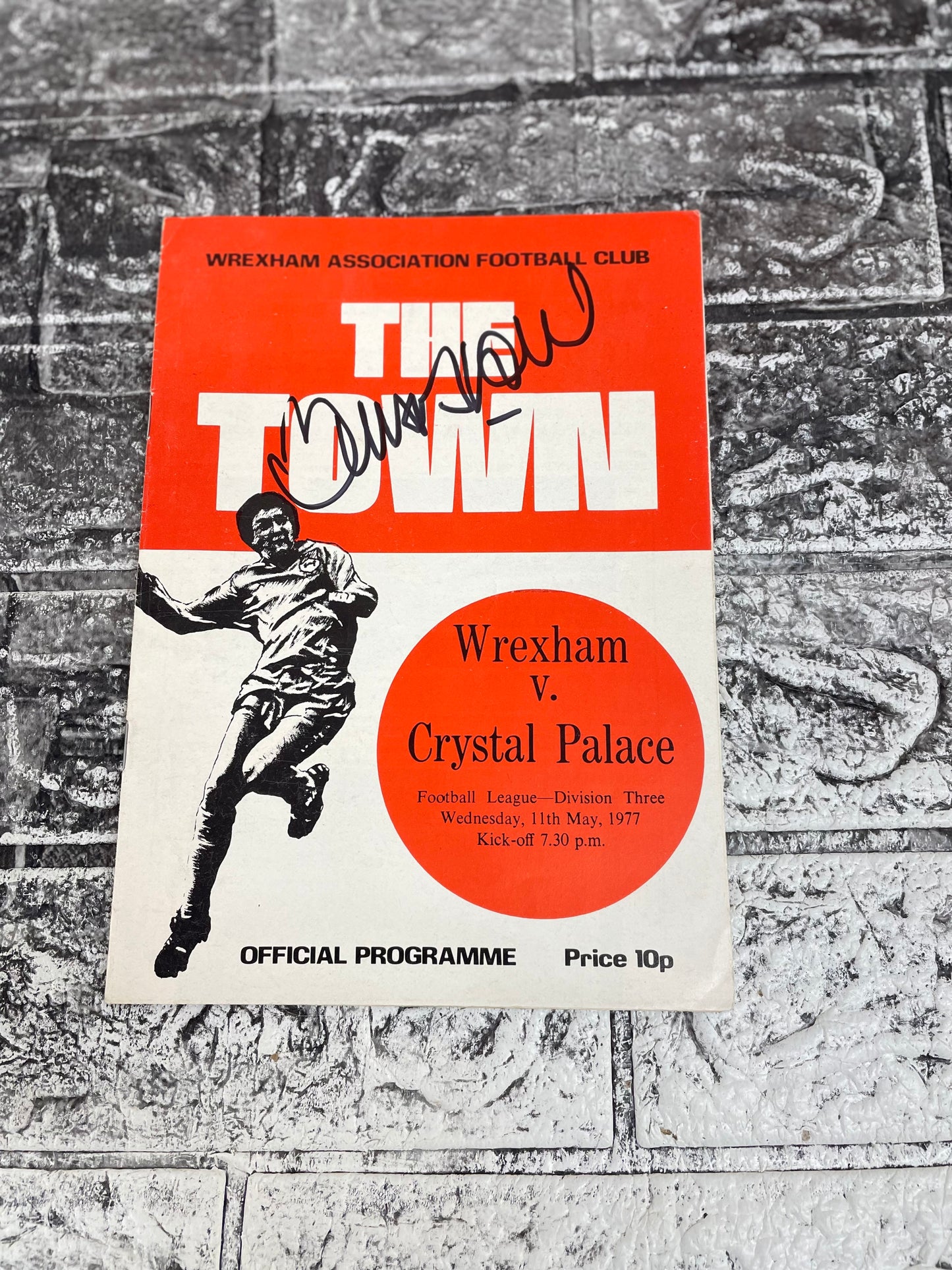 Wrexham v Crystal Palace 1977 Programme Signed By Billy Ashcroft