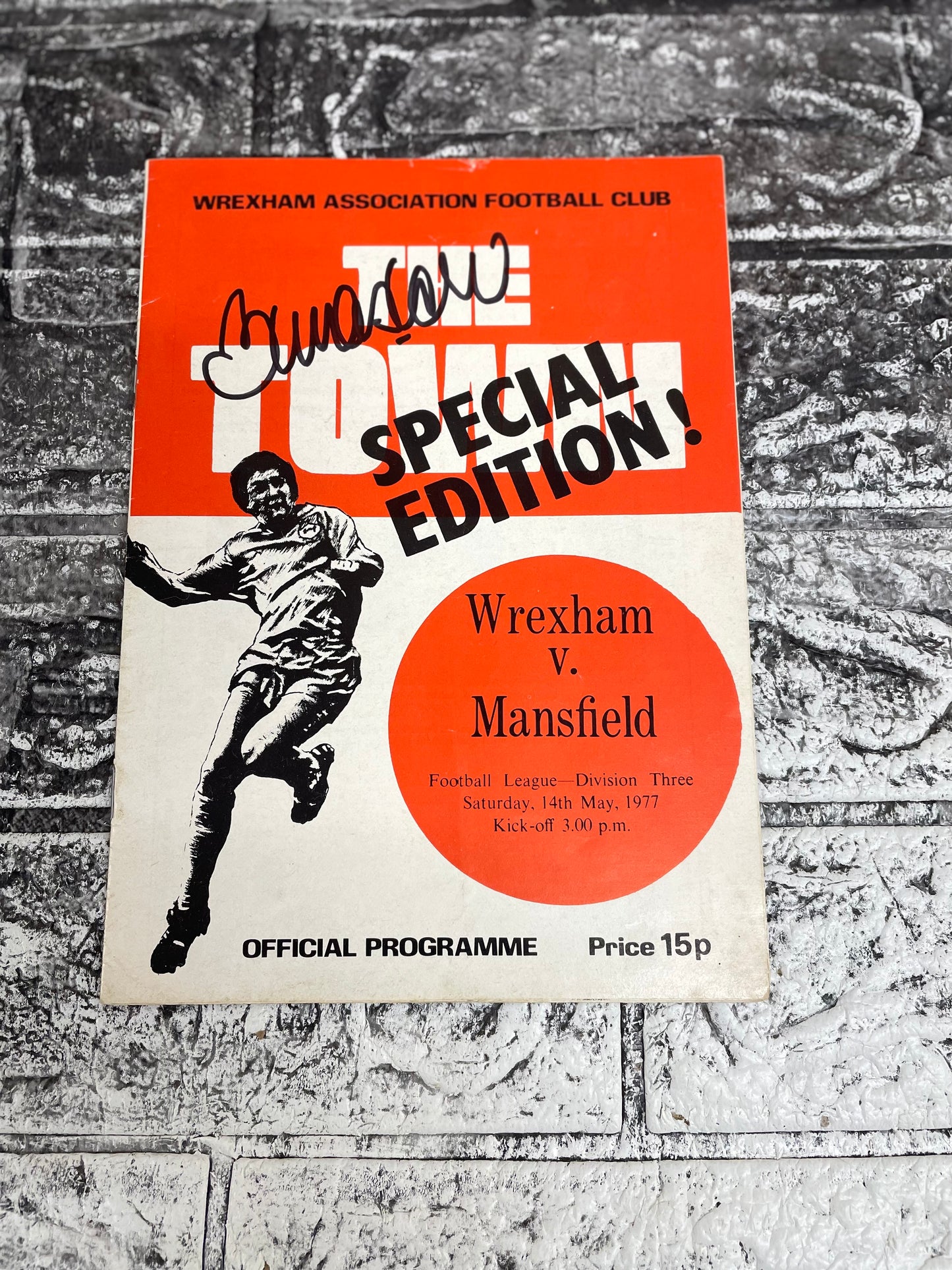 Wrexham v Mansfield 1977 Programme Signed By Billy Ashcroft