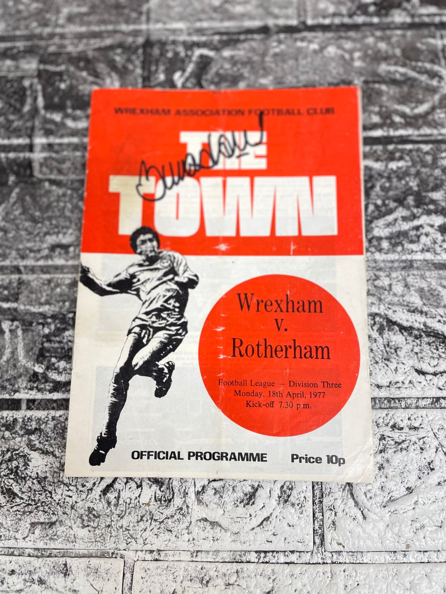 Wrexham v Rotherham United 1977 Programme Signed By Billy Ashcroft