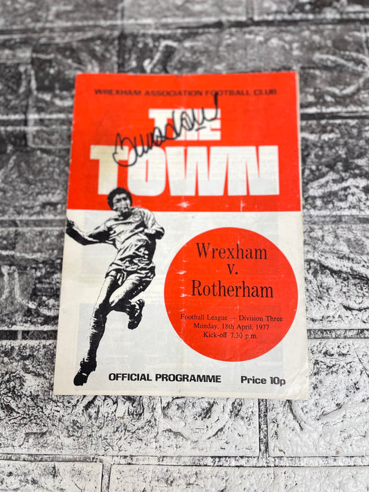 Wrexham v Rotherham United 1977 Programme Signed By Billy Ashcroft