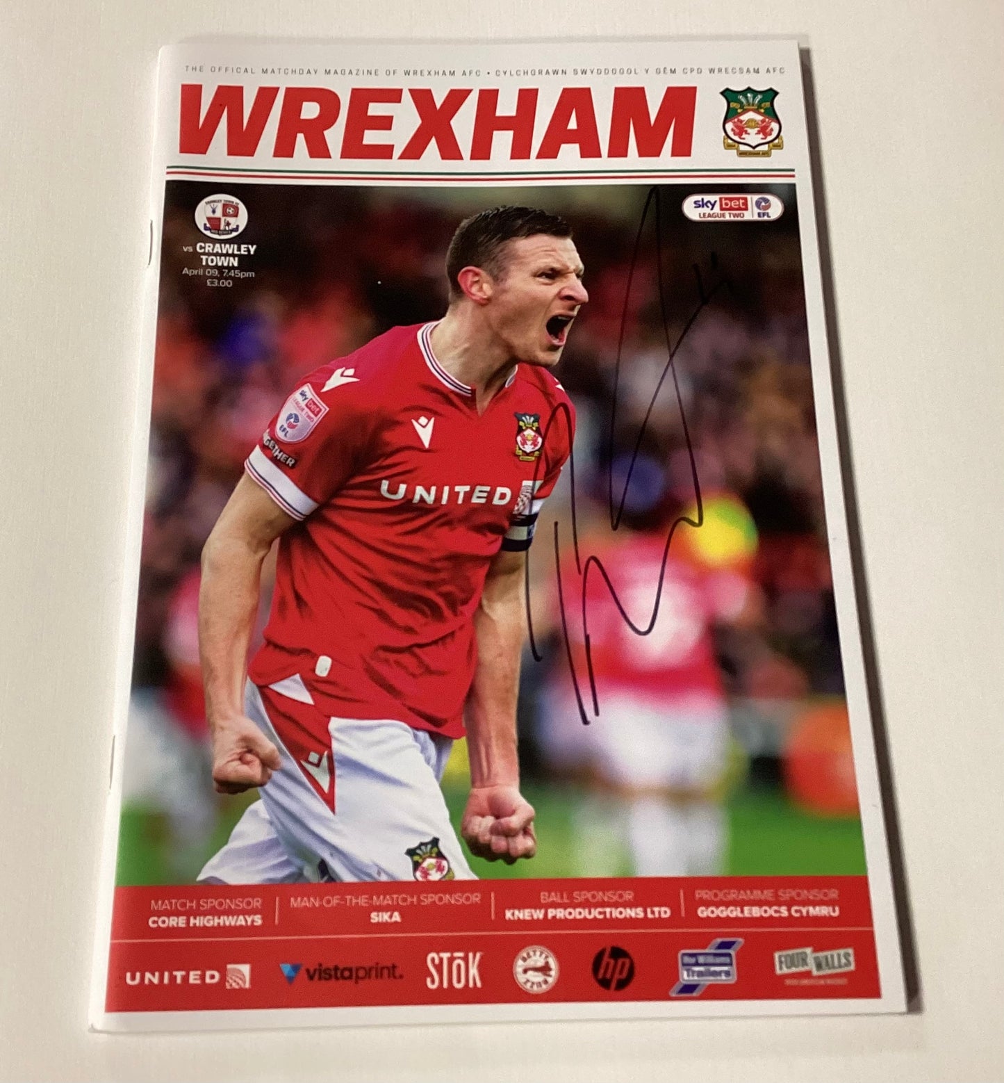 Wrexham v Crawley Town 2023/2024 Promotion Season Programme Signed By Paul Mullin