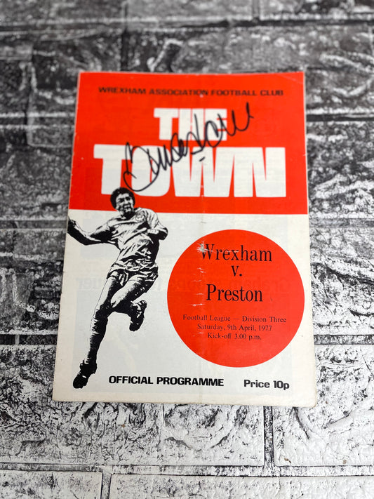 Wrexham v Preston North End 1977 Programme Signed By Billy Ashcroft