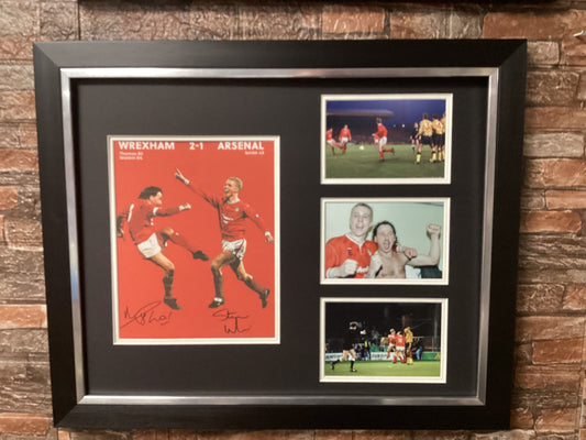 20x16 Wrexham V Arsenal Montage Signed By Mickey Thomas & Steve Watkin