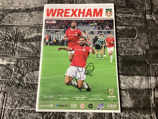 Wrexham v MK Dons 2023/2024 First Game of Promotion Season Programme Signed by Elliot Lee