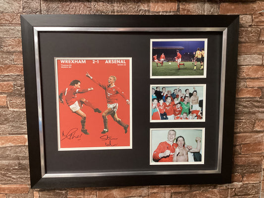 20x16 Wrexham V Arsenal Montage Signed By Mickey Thomas & Steve Watkin