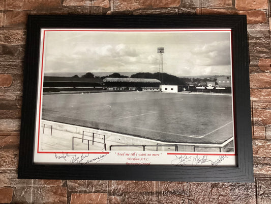 "The Racecourse" Vintage Ground Print Signed By 6 Wrexham Legends and Icons