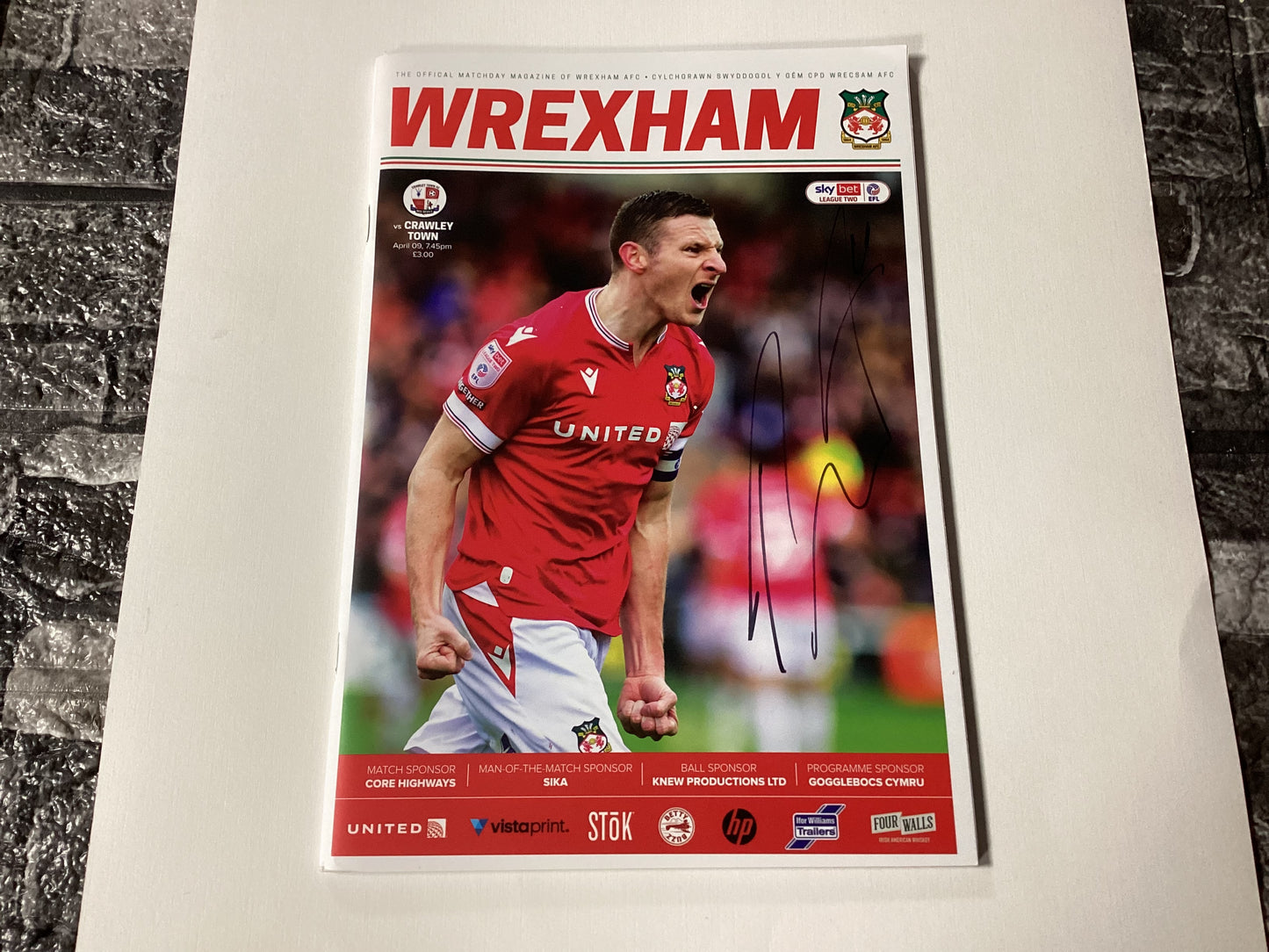 Wrexham v Crawley Town 2023/2024 Promotion Season Programme Signed By Paul Mullin